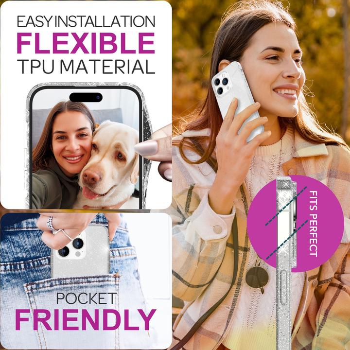 Produktbild Nalia Klare Glitzer Silikon Hülle (Apple iPhone 16 Pro Max)