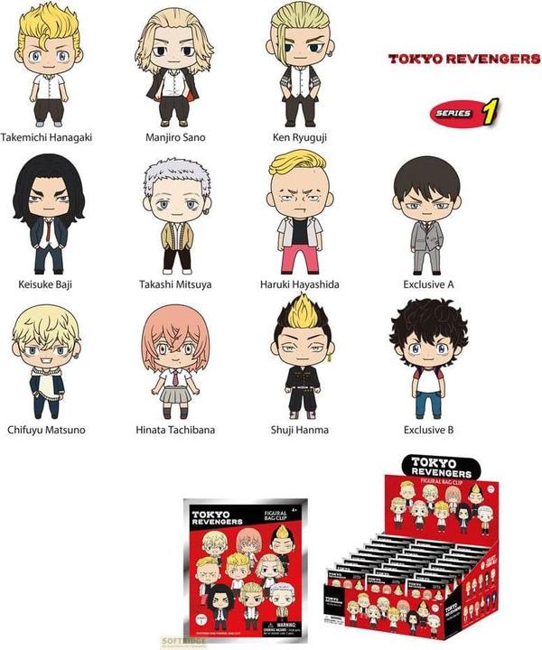 Actual product image Monogram Int. Tokyo Revengers PVC Bag Clips Series 01 Display (24)