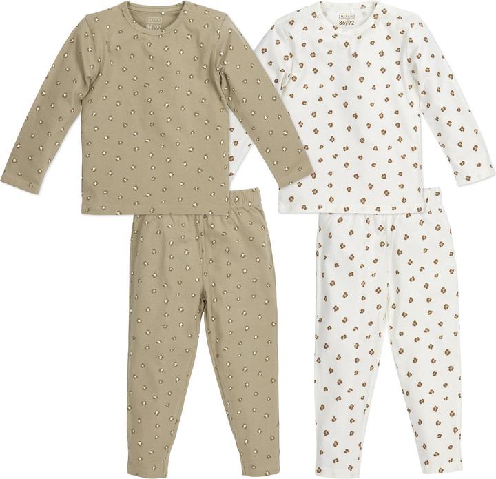 Produktbild Meyco 2-pack pyjama Mini Panter offwhite/sand mt 110/116 (110)