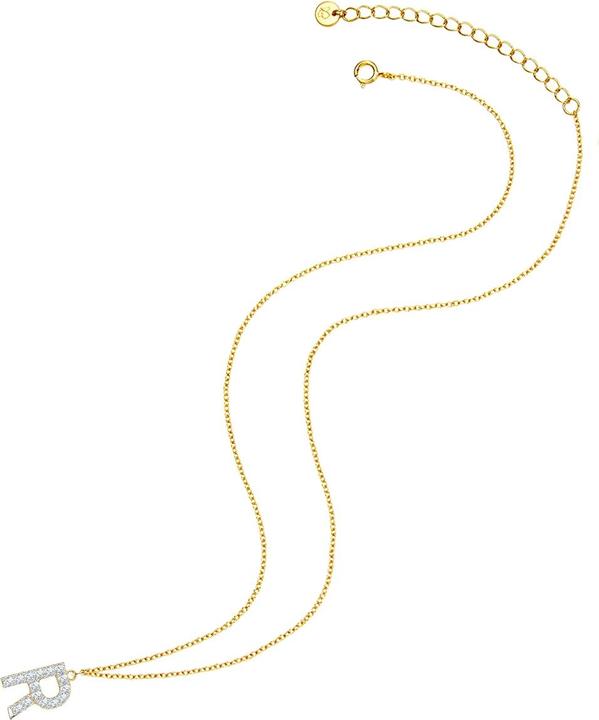 Actual product image Glanzstücke München Ladies letter R sterling silver cubic zirconia yellow gold 45.0 cm base chain + 5.0 cm extension - (Sterling Silver, 40 - 45 cm)
