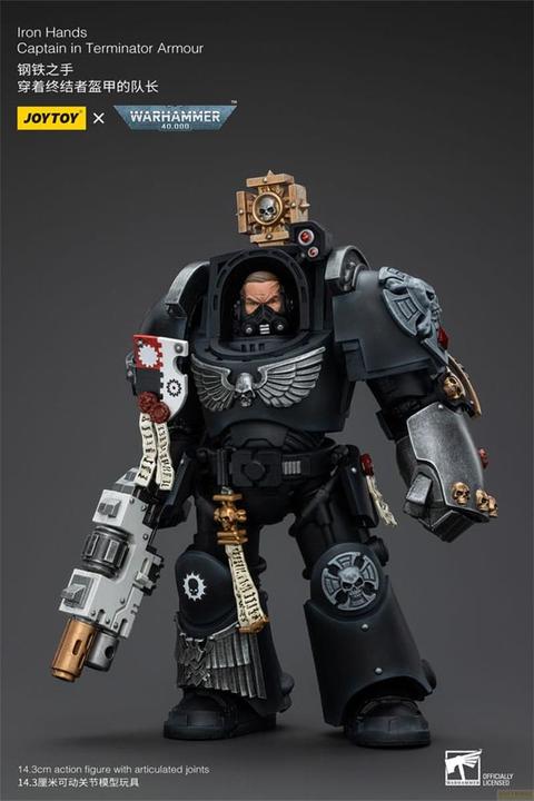 Actual product image Joy Toy Warhammer 40k action figure 1/18 Iron Hands Captain in Terminator Armour 14 cm