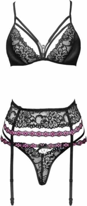 Produktbild LivCo Corsetti Fashion SNEHANA LC 90443 BH + STRUMPFGÜRTEL + HÖSCHE SCHWARZ L/XL (XL)