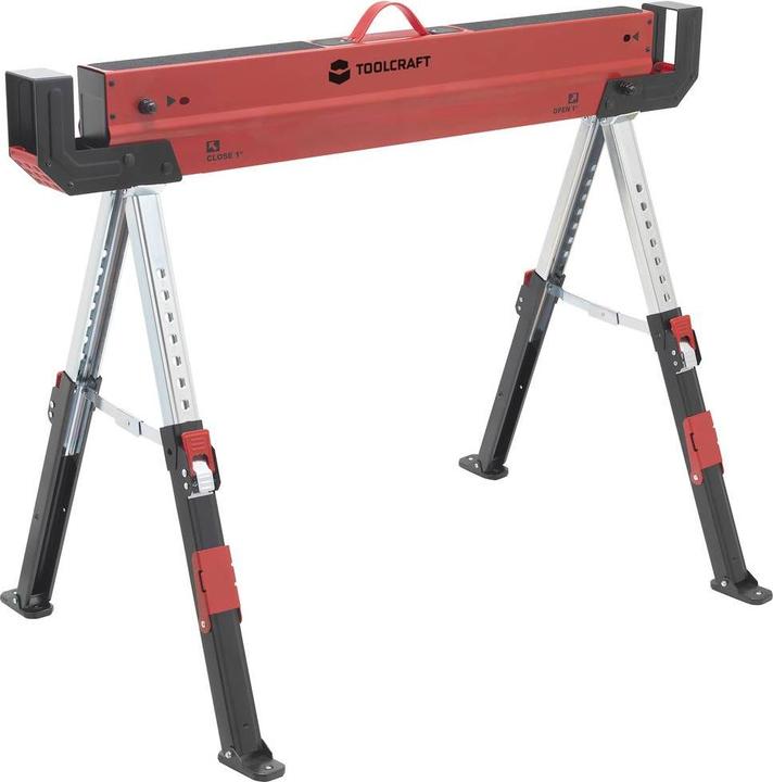 Toolcraft TO-7726197 Chevalet de scie en acier réglable en hauteur 300kg (L x H x P) 520 x 620 x 1088mm 9.3kg (52 cm, 108.80 cm)