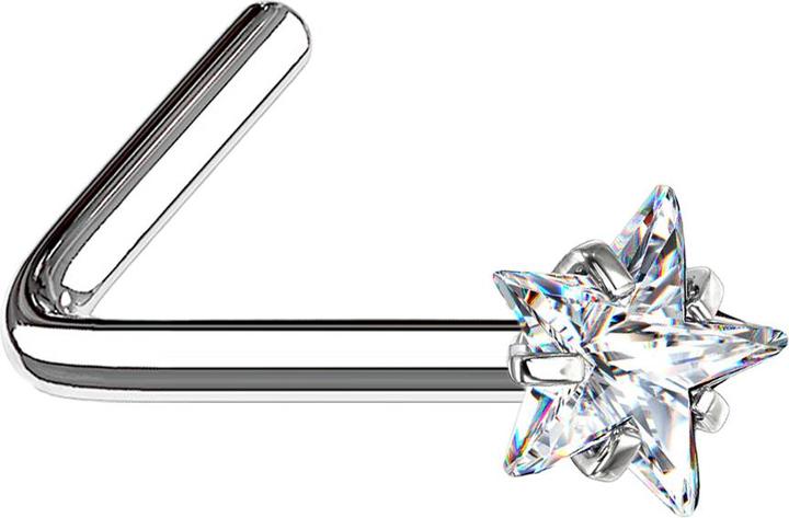 Image du produit Star Piercing Nasenstecker gewinkelt silber Kristallstern silber gefasst (sans laiton, Acier chirurgical 316L)
