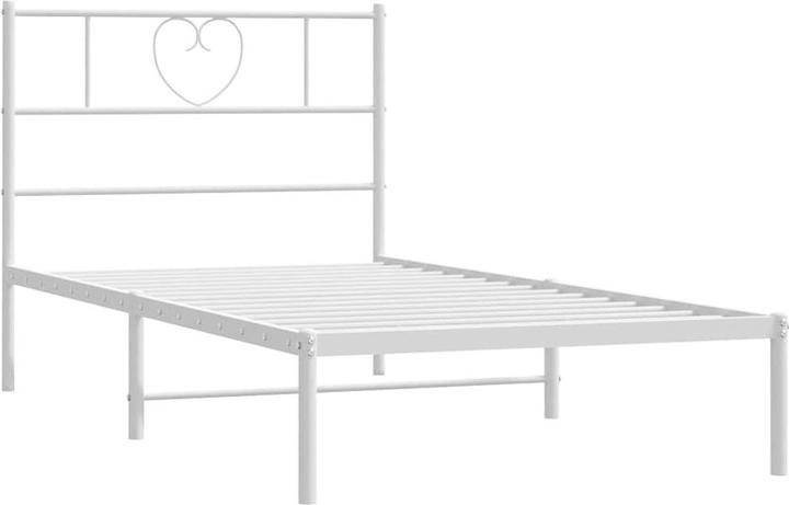 Produktbild VidaXL Bettgestell mit Kopfteil Metallbett Bett Einzelbett Weiss 100x200cm (100 x 200 cm)