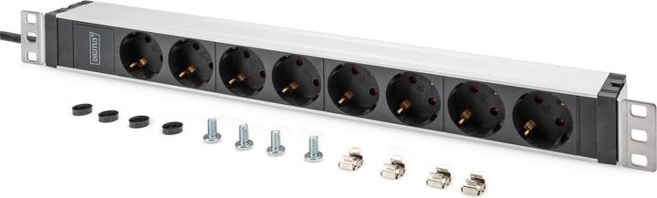 Produktbild Digitus Steckdosenleiste mit Aluminiumprofil, 8-fach Schutzkontaktsteckdose, 2 m Zuleitung, IEC C20 Stecker