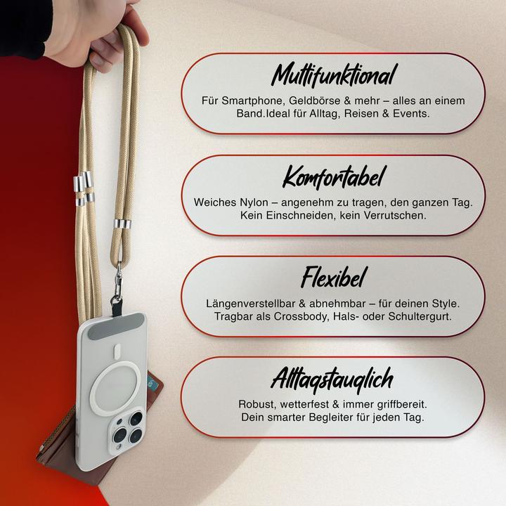 Actual product image Nalia HoldMe Lanyard Handykette – Universal Trageband für Smartphones - Verstellbar, Soft & Elastisch