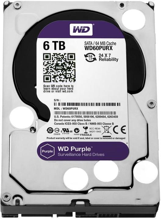 Actual product image WD Purple Surveillance Hard Drive WD60PURX (6 TB, 3.5", CMR)