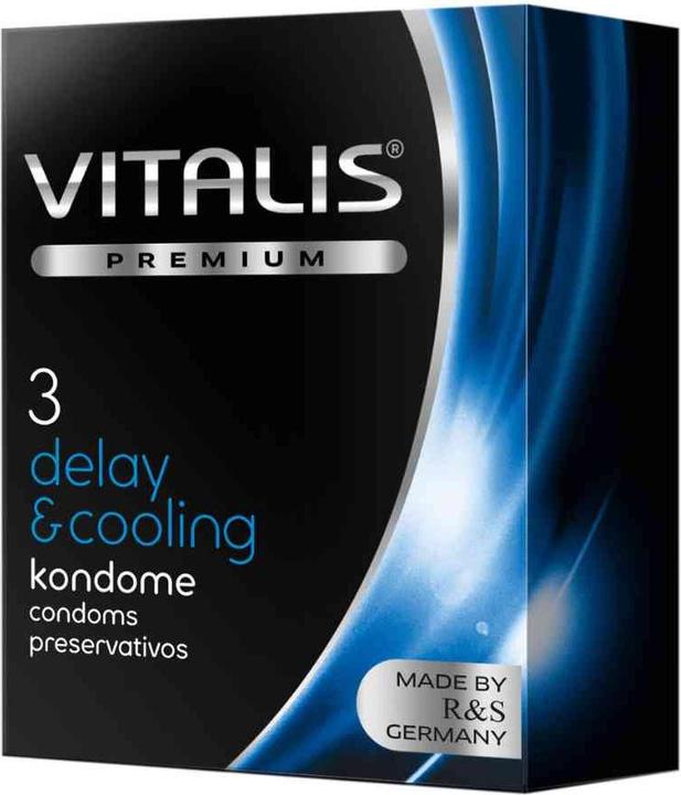 Vitalis PREMIUM "Delay & Cooling" 3 preservativi ritardanti con un eccitante effetto freddo (3 pz.)