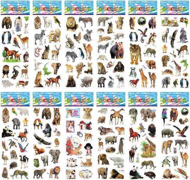 Image du produit MU Classic Lot de 12 autocollants animaux réalistes