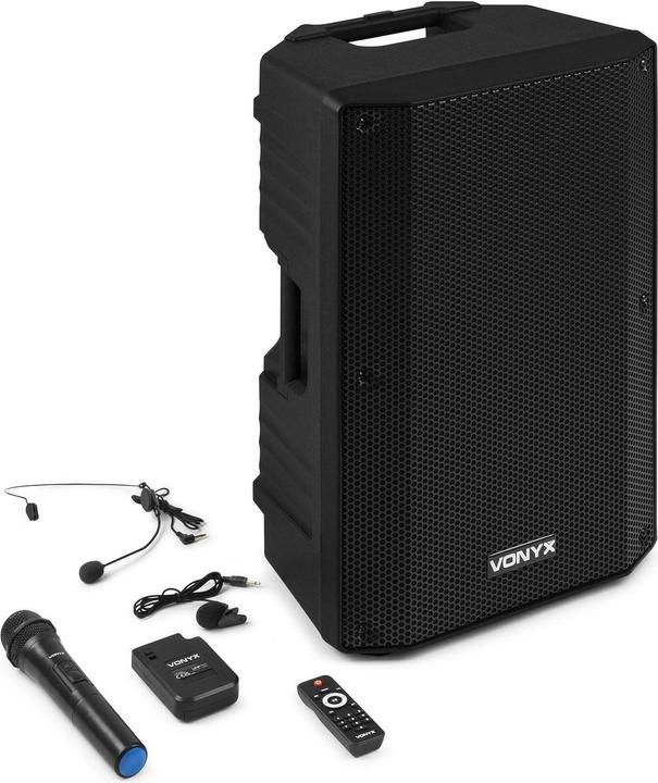 Immagine prodotto Eminence met Bluetooth - Vonyx VSA500BP - 800 Watt - Partybox - 2 microfoni draadloze - 1 microfono heaset (Attivo)