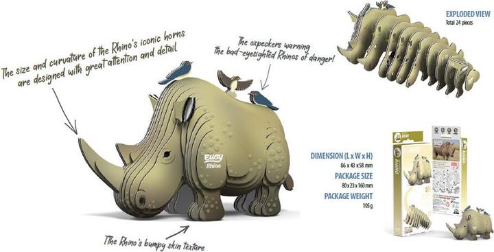 Produktbild Eugy Nashorn - 3D Karton Figuren Modellbausatz