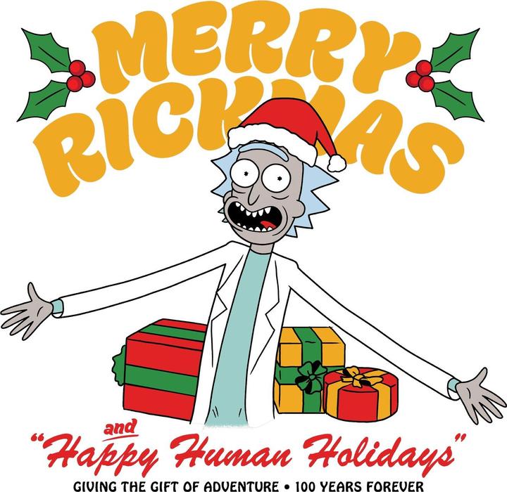 Actual product image Rick And Morty Unisex Adult Happy Human Holidays Sweatshirt (L)