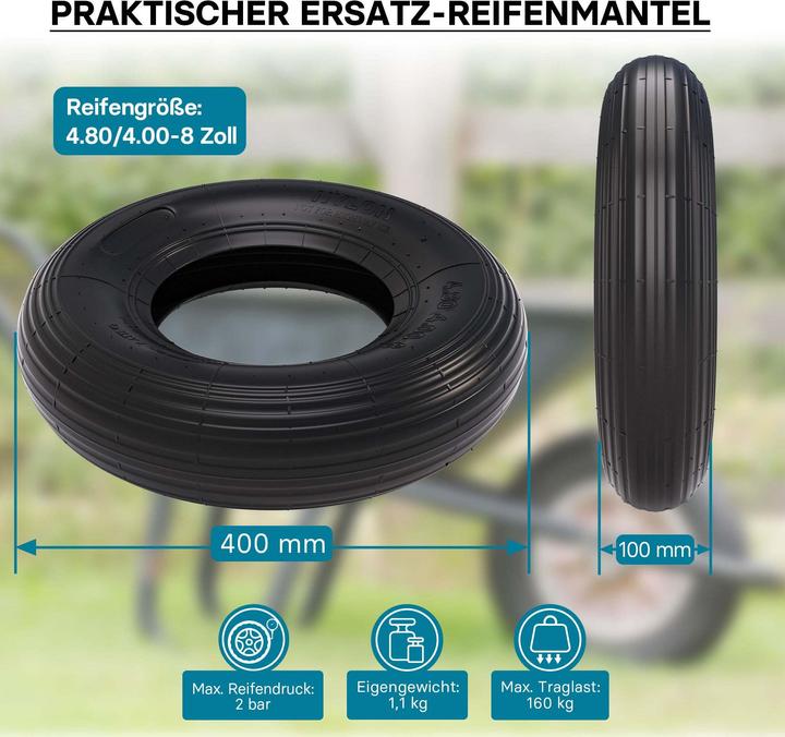 Actual product image Wiltec Wheelbarrow Tyre for pneumatic wheels 400x100 4.00-8