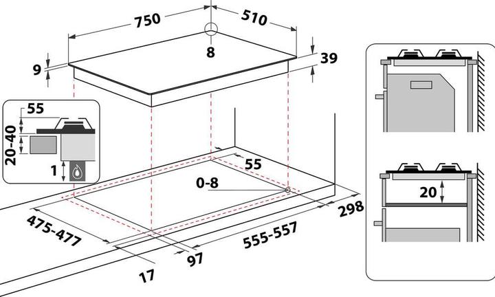 Produktbild Hotpoint PCN 752 T/IX/HAR Edelstahl-Einbaukochfeld 75 cm Gas 5 Herd(e)