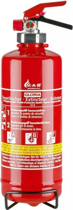 Actual product image Gloria Feuerlöscher Schaum Brandklasse AF 2 l (F, A, B)
