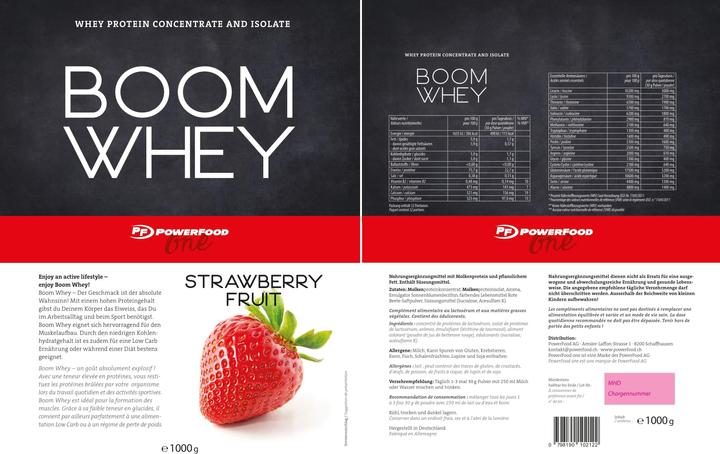 Produktbild PowerFood One Boom Whey (Erdbeere, 1 Stk., 1000 g)