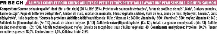 Nährwerte und Zutaten Pro Plan Sensitive Skin (Adult, 1 Stk., 3000 g)
