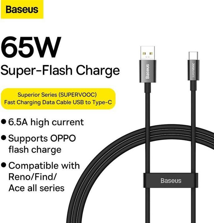 Produktbild Baseus USB A – USB C (1 m, USB 2.0, 65 W)