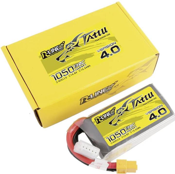 Actual product image Tattu R-Line 4.0 1050mAh 14.8V 130C 4S1P XT60 Battery (14.80 V, 1050 mAh)
