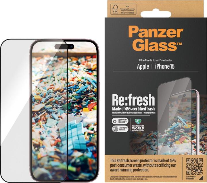 Actual product image PanzerGlass Re:fresh (1 Piece, Apple iPhone 15)