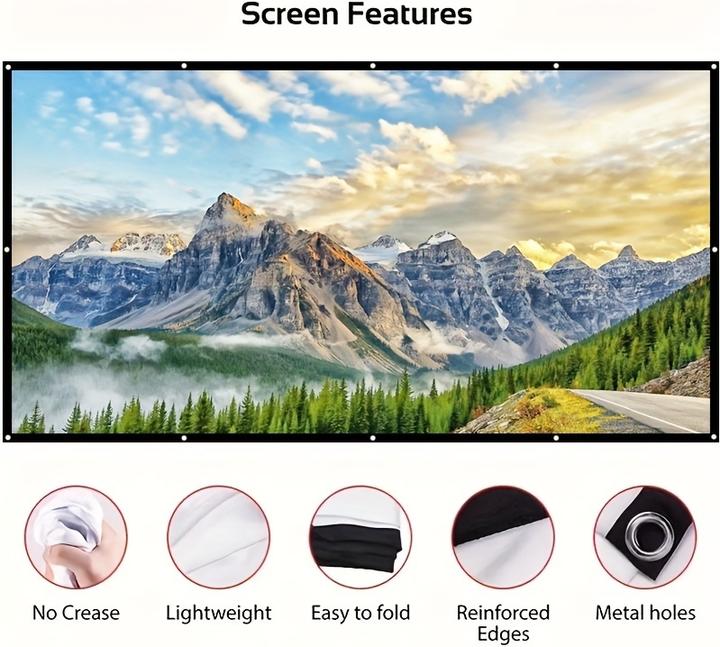 Image du produit PhoneLook Écran de projection double face 16:9 avec tissu doux facile à nettoyer et à repasser (60 pouces, 152 (60", 16:9)