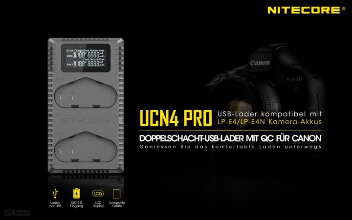 Produktbild Nitecore UCN4 PRO - für Canon Cameras (Kamera Akku Ladegerät)