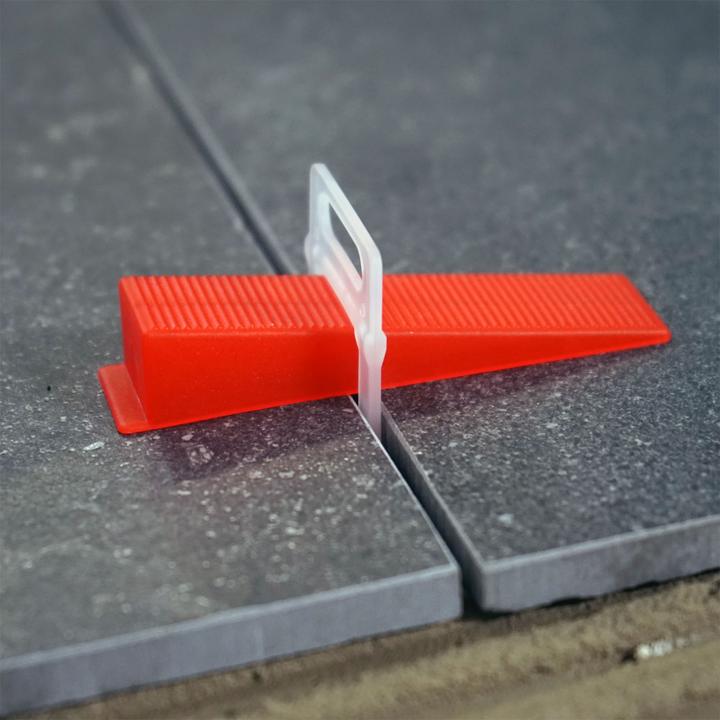 Actual product image XPOtool Tile Levelling System Set Pro 100 Tile Wedges and 100 Pull Tabs 2.0mm Laying Aid