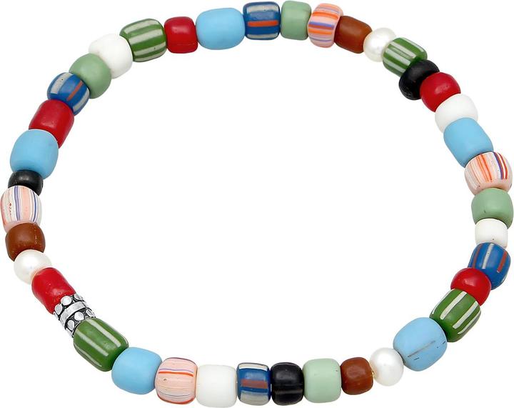 Image du produit Kuzzoi Bracelet Perles de verre multicolores Perles d'eau douce 925 argent (23 cm, Argent sterling 925, Pas de pierre, Verre, Perles de culture d'eau douce, Plastique)