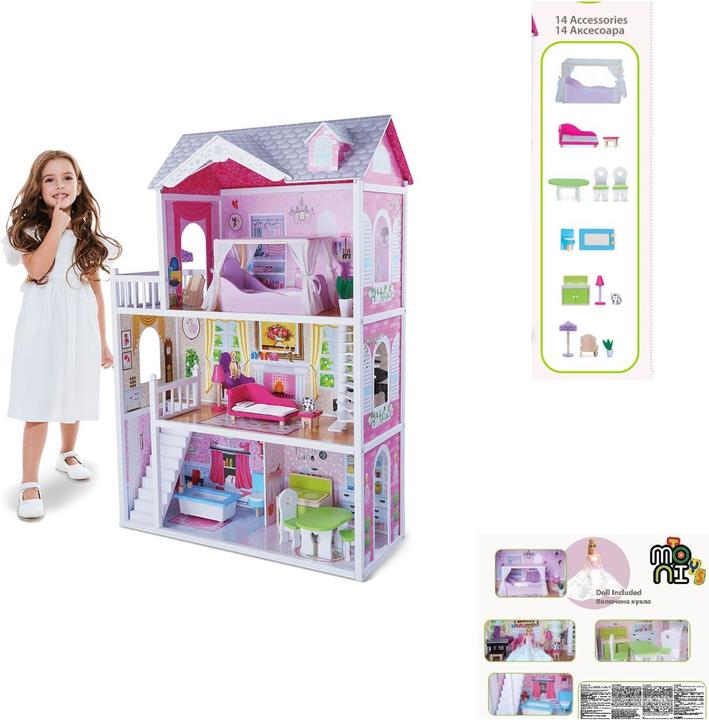 Immagine prodotto Moni Casa delle bambole in legno 4107 Aria 14 pezzi