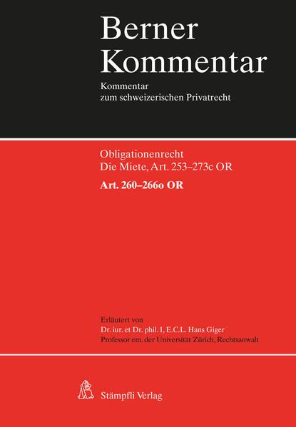 Produktbild Berner Kommentar. Kommentar zum schweizerischen Privatrecht / Die Miete, Art. 260-266o OR (Deutsch, Hans Giger, 2020)