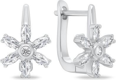 Brilio Silver - Glittering silver earrings Flowers with zircons EA352W