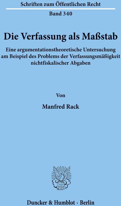 Image du produit Die Verfassung als Massstab. (Allemand, Manfred Rack, 1978)