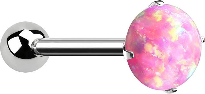 Image du produit Star Piercing Micro Threadless Barbell argenté avec boule et opale rose sertie (sans laiton, Titane G23)