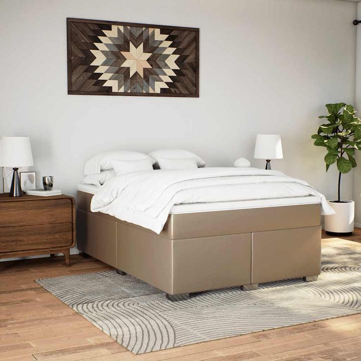 Produktbild VidaXL Boxspringbett Polsterbett Bett Doppelbett Matratze 140x190cm Kunstleder (140 x 190 cm)