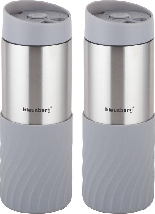Immagine prodotto Klausberg Set di 2 tazze termiche a doppia parete da 420 ml, grigio (0.42 l)