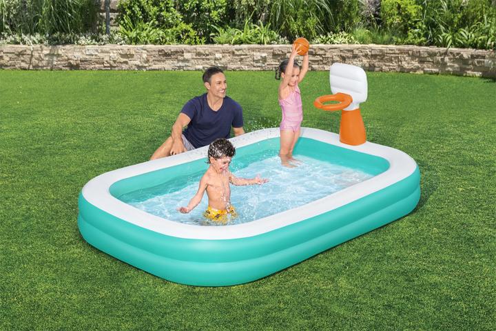 Actual product image Bestway Dunk n' Splash Inflatable Family Pool with Basketball Hoop 2.51 m x 1.68 m x 1.02 m