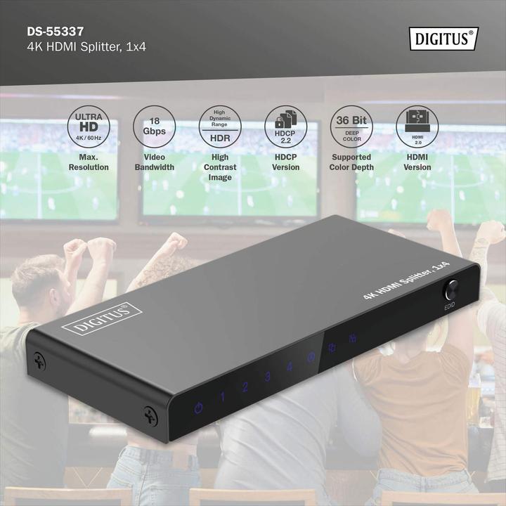 Actual product image Digitus 4K HDMI Splitter, 1x4