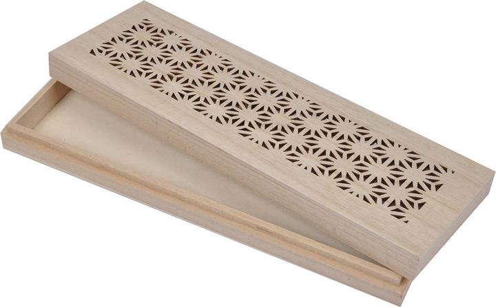 Actual product image Natura Punto Noble wooden pencil box, lasered pattern, natural, 25 x 8,5 x 3 cm
