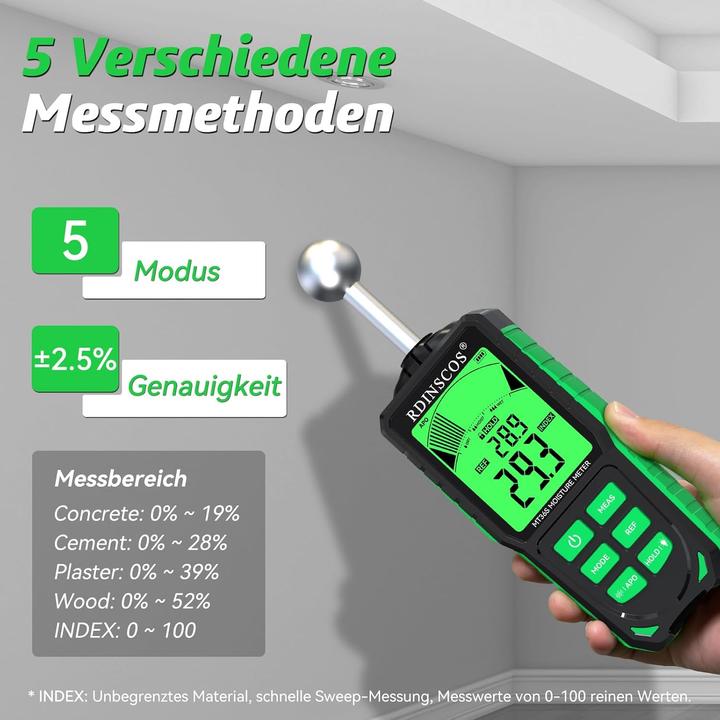 Actual product image Rdinscos Feuchtigkeitsmessgerät für Wände und Mauerwerk