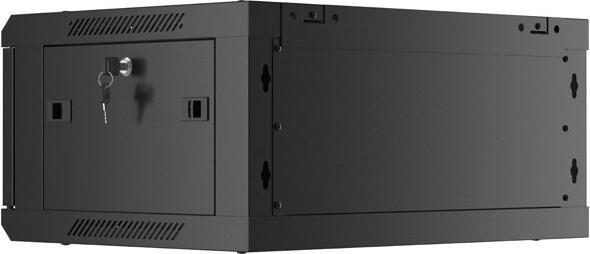 Produktbild Lanberg Nástěnná jednodílná skříň 19", 4U/600x450, (v rozloženém stavu), perforované dveře, černá ( (4 HE, 19 Zoll Rack)