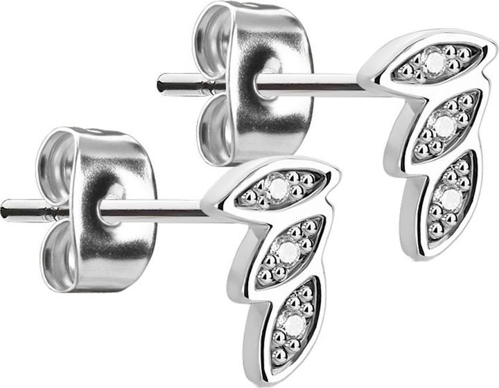 Produktbild Star Piercing Ohrstecker drei Federn silber mit Kristall silber (Chirurgenstahl 316L, Messing)