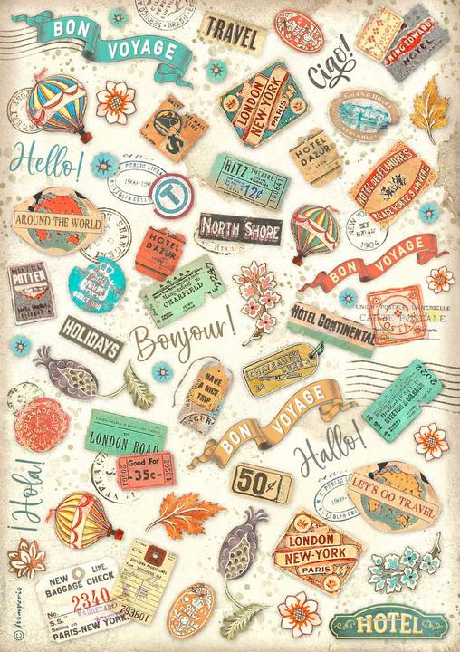 Produktbild Stamperia Motiv-Strohseide "Art of Travelling", DIN A4 (28 g/m²)