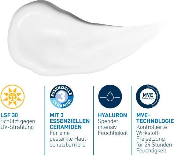 Produktbild CeraVe Feuchtigkeitsspendende Gesichtscreme SPF30, 52 ml (52 ml, SPF 30)