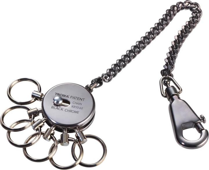 Troika PATENT CHAIN Schlüsselanhänger mit Kette, rund, glänzend grau