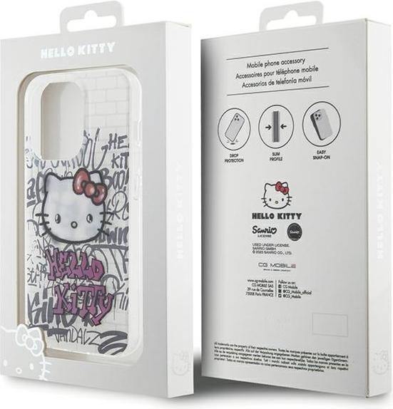 Image du produit Hello Kitty HKHCP13XHDGPHT iPhone 13 Pro Max 6.7" biały/white hardcase IML Kitty On Bricks Graffiti (Apple iPhone 13 Pro Max)
