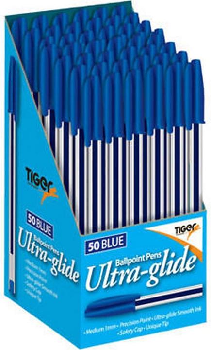 Image du produit Tiger Stationery Stylo à bille Pack de 50 (Bleu, 50 x)