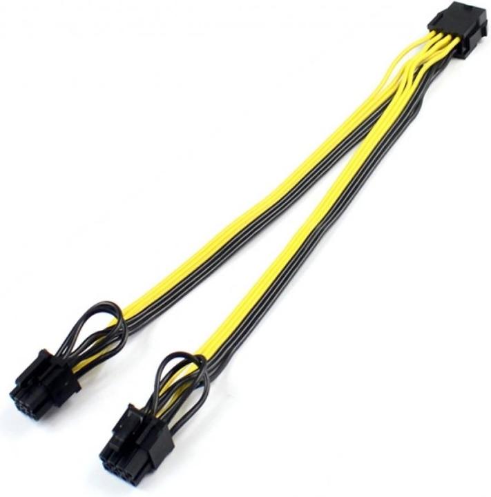 Image du produit PowerGuard Câble d'alimentation PCI-E 6 broches vers 2x 8 broches (6+2 broches) pour carte graphique 30cm
