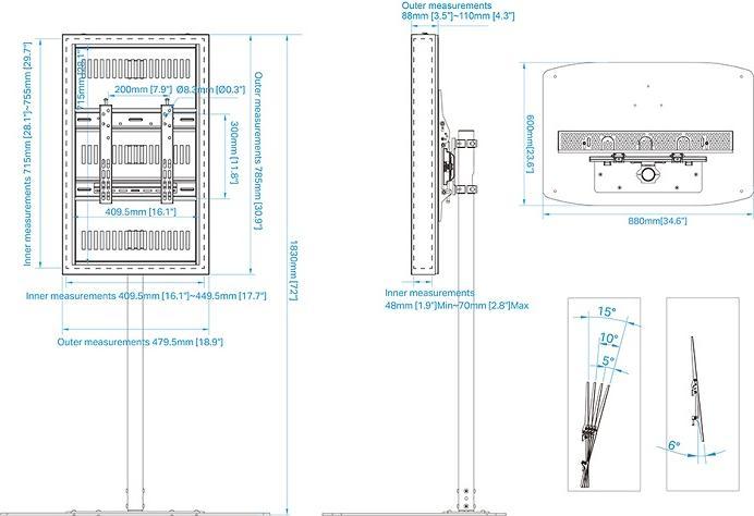 Actual product image Multibrackets Stele ohne Monitor, Portrait, schwarz, 32"/9894