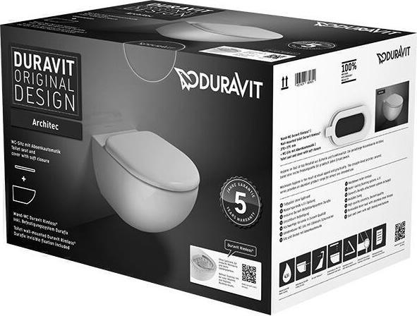 Image du produit Duravit Kit WC suspendu ARCHITEC RIMLESS profond, 365x575mm blanc